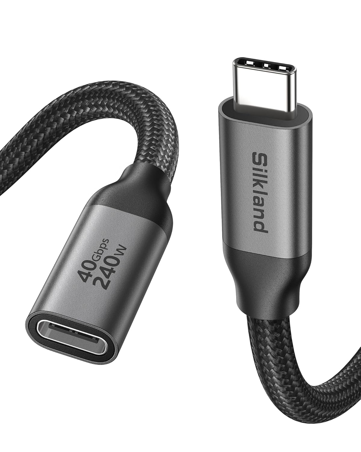 Silkland 40Gbps USB 4 für Thunderbolt 4 Verlängerung 1M, USB C Verlängerungskabel 8K@60Hz, Dual 4K@60Hz, 240W PD3.1 USB C Extension Cable für MacBook Pro, iPad Pro, Hub, Dock, PSSD, iPhone 17/16/15