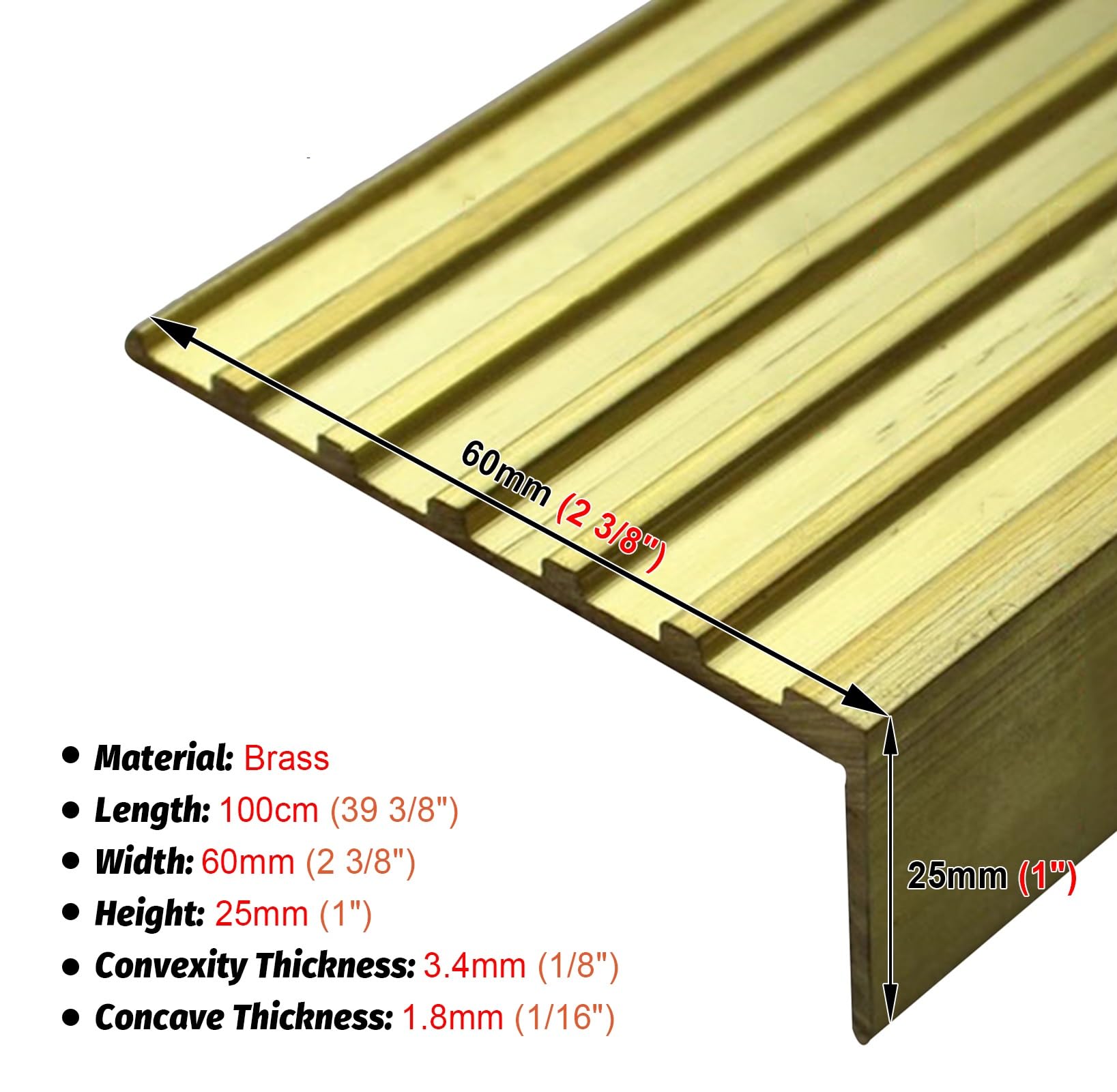 Perfil de Transición para Suelo Moldura Antideslizante para Escaleras Moldura en Forma de L, Barra Protectora para Bordes de Escalones Latón, Tira de Moldura para Esquinas de Escaleras para Pisos de B