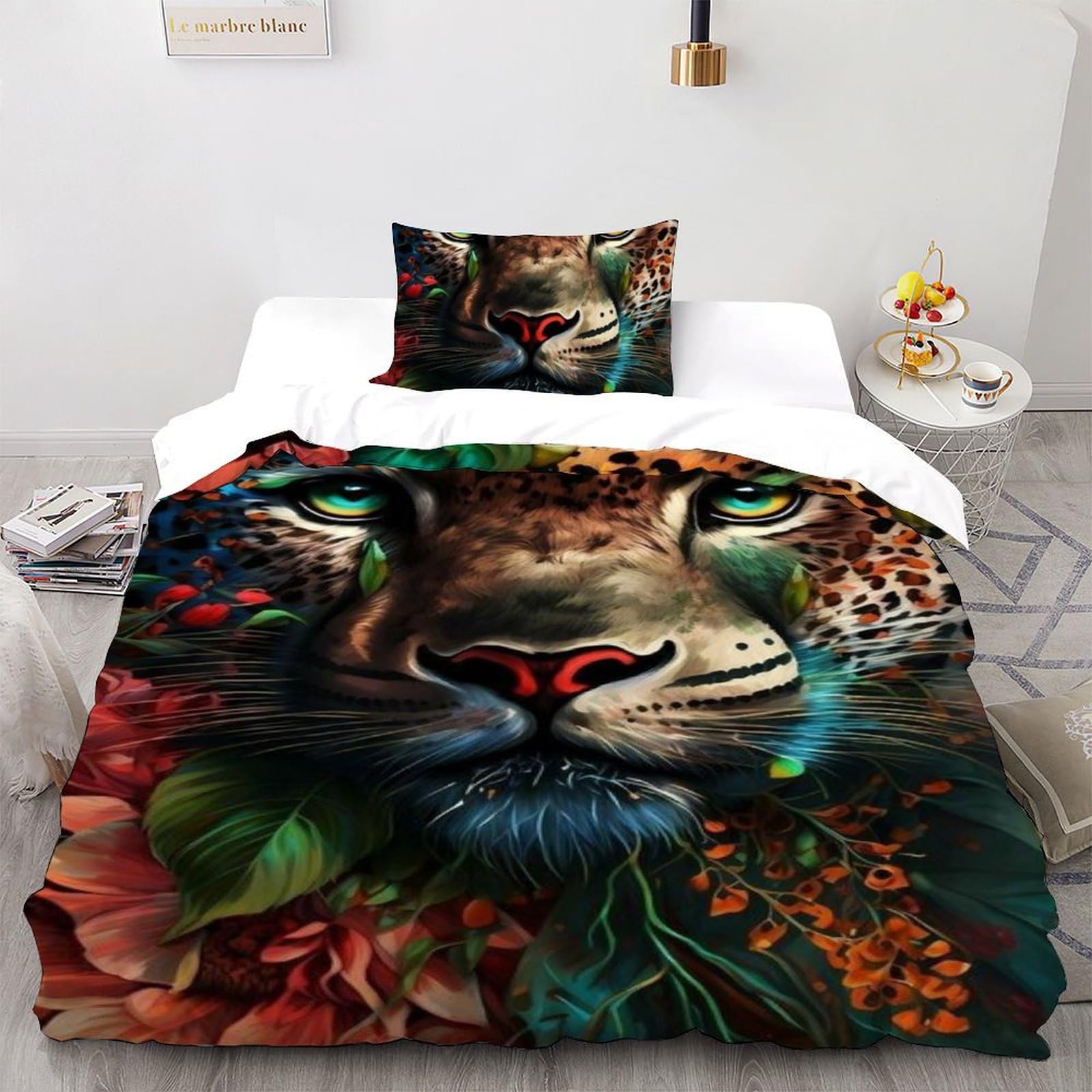 Housse de couette léopard lit simple pour relooker une chambre de fille avec un style sauvage