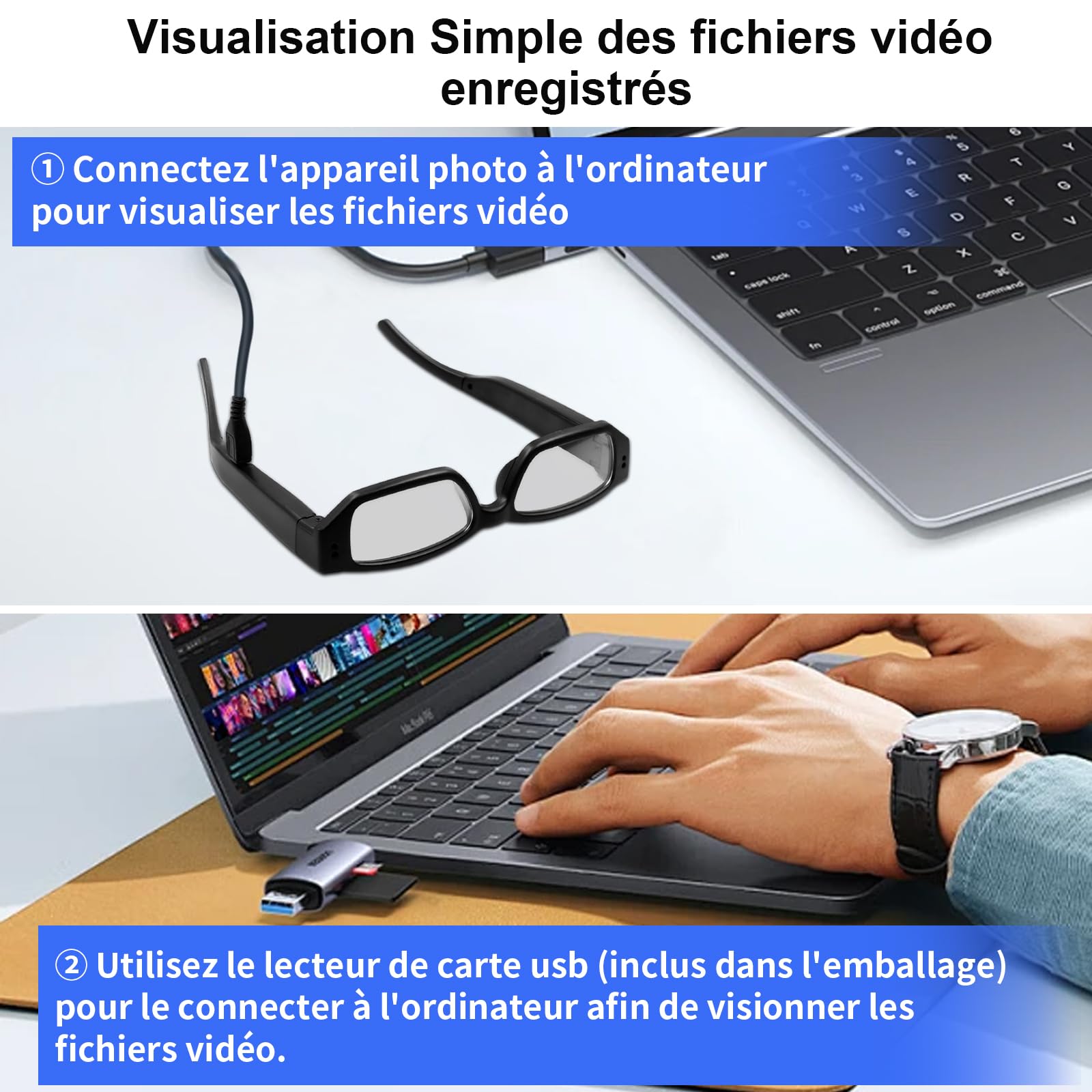 Caméra Espion Cachée 16G, Caméra Cachée dans des Lunettes