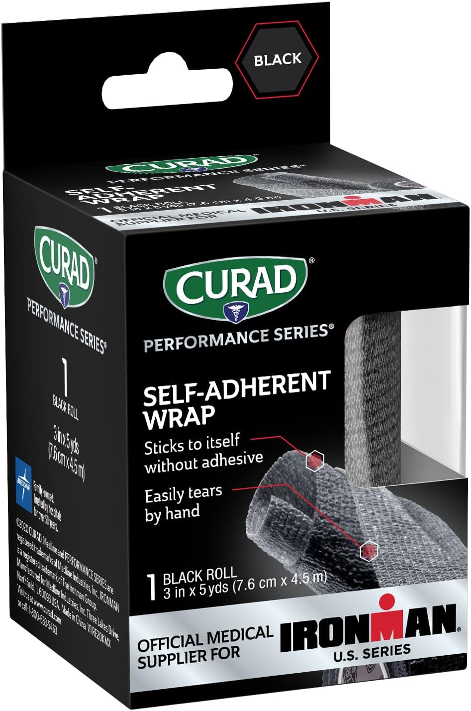 Condition photo showing New/Like New for CURAD Performance Series Self-Adherent Athletic Wrap, Black, 3 inches x 5 yards, Compression Support for Sports Injuries, Joint Stability, and Muscle Recovery 1 Count (Pack of 1)