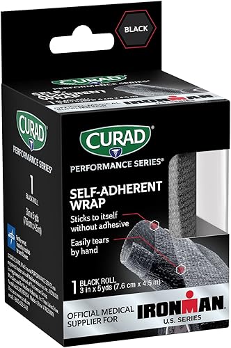 Miniatura 2 de CURAD IRONMAN - Envoltura atlética autoadherente, proveedor médico oficial de IRONMAN, negro, 3 pulgadas x 5 yardas, soporte de compresión para