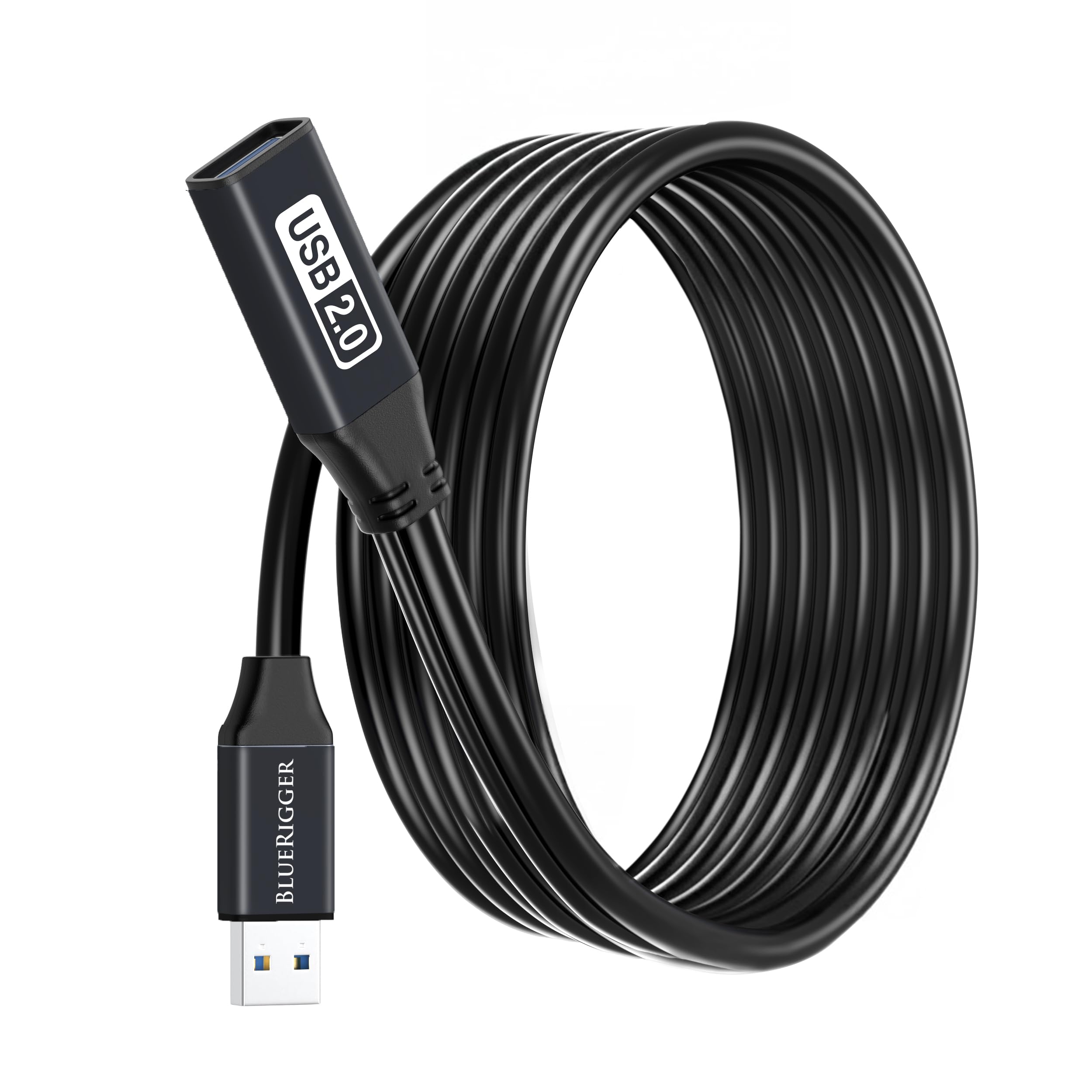 BlueRigger, Cavo prolunga USB, 10 m, prolunga USB 2.0 attiva, ripetitore maschio a femmina, cavo di trasferimento dati, per console di gioco, stampanti, fotocamere, tastiere, dischi rigidi