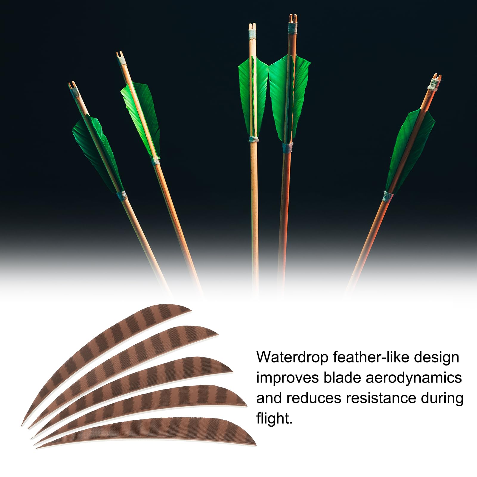 PATIKIL Shield Cut Vanes, 20 Pack 5 Inch Arrow Fletch Turkey Feather Fletch Right Wing Fletching for DIY Target Shooting Brown - Image 3