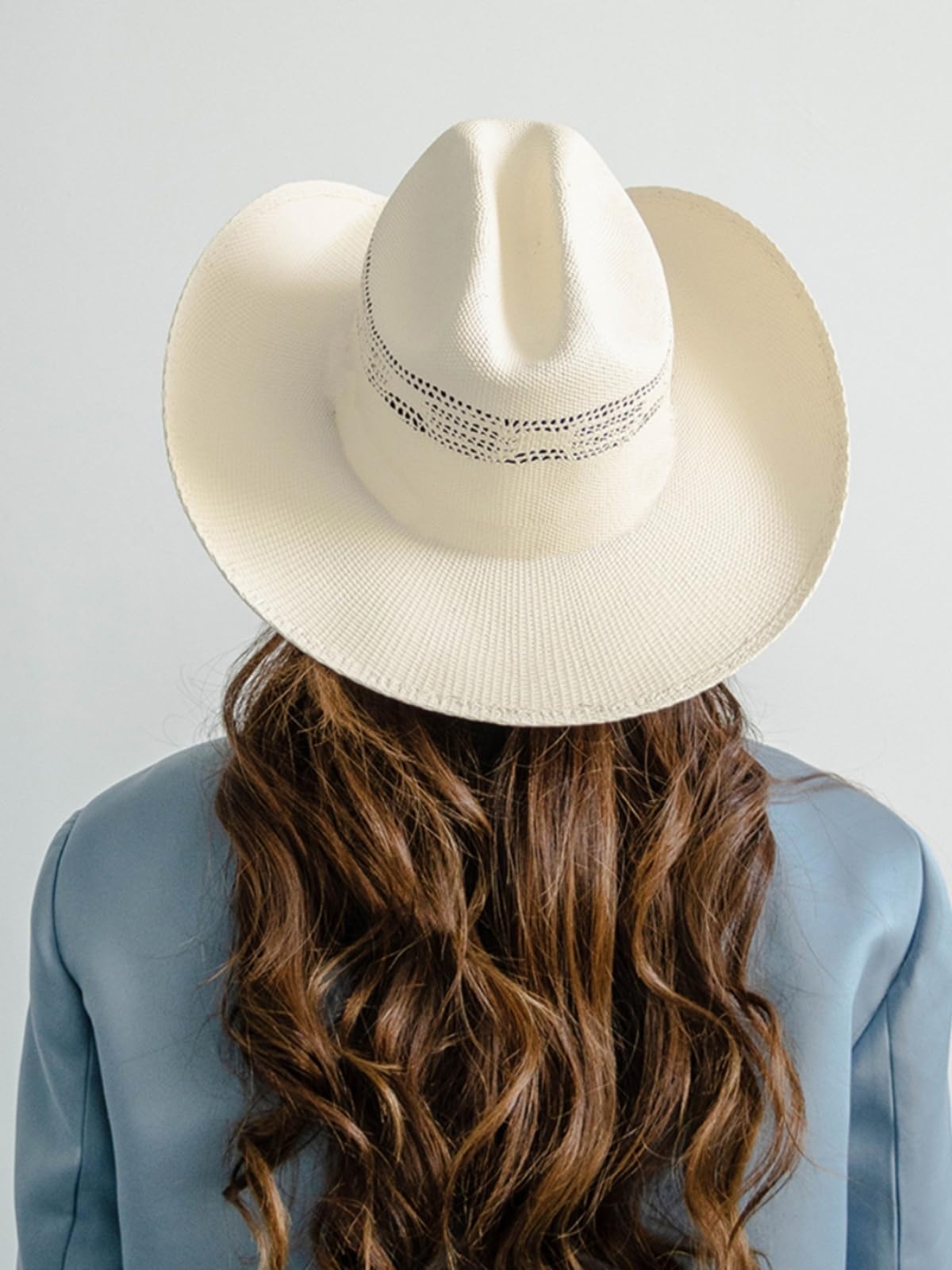 Generico Cappello da Sole in Paglia di Jeans a Tesa Larga da Donna - Cappello da Sole in cartapesta Intrecciata a Mano per Protezione UV