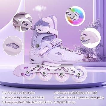 Girls Adjustable Inline Skates for Girls Boys Girls Roller Skates for Beginners Large Roller Skates for Children, Indoor Beginners Inliner Outdoor