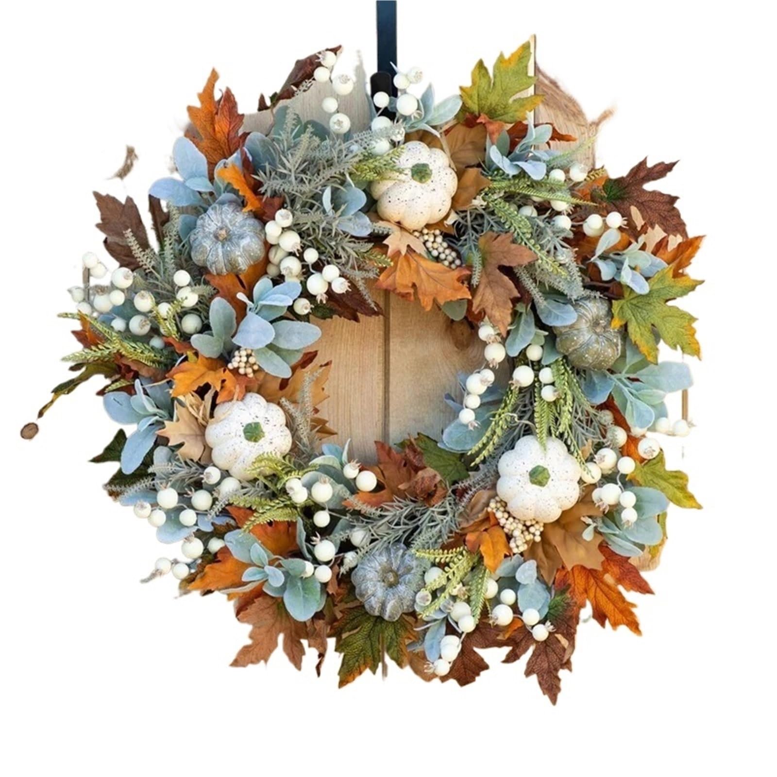 Wreaths Artificial Wreath Pumpkin Berry Maple Leaf Harvest Door Halloween Home Hanging Decor