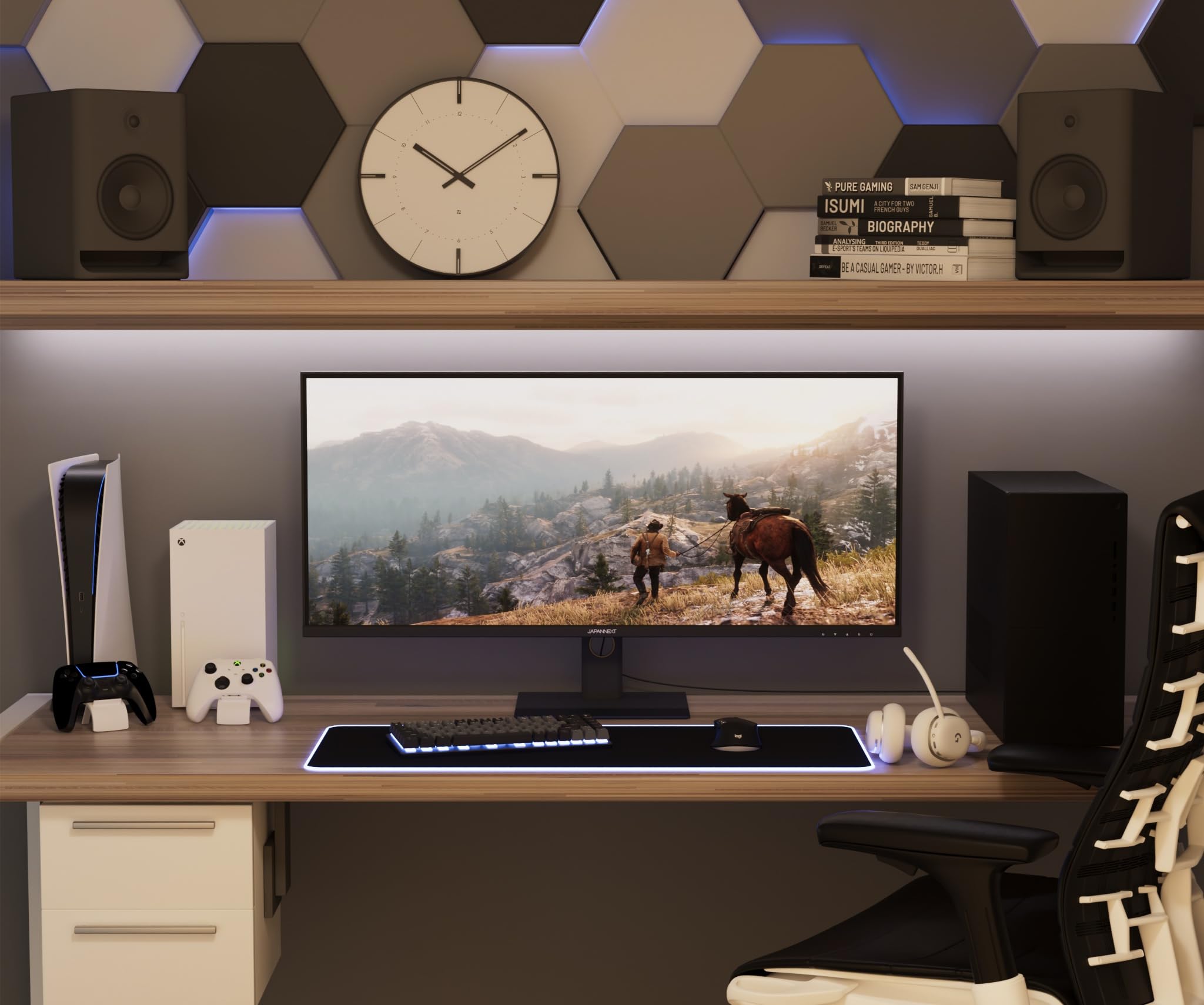 JAPANNEXT Wyświetlacz PC Gamer 40" 144Hz 1ms IPS UWQHD (3440 x 1440) | Ładowanie USB-C 90W | G-Sync/FreeSync | 2 lata | JN-IPS401UWQHD144
