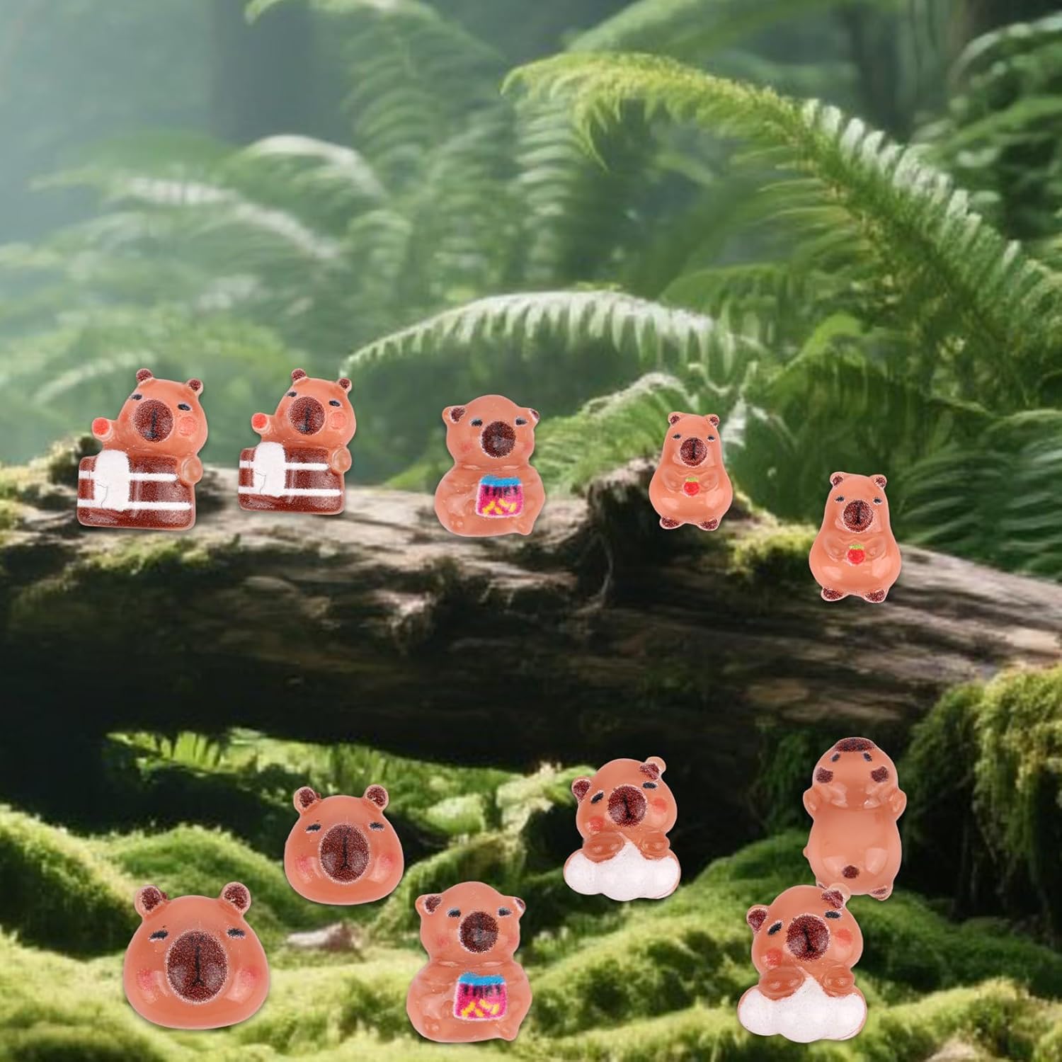 120pcs Mini Capybara Figurines, 6 Style Resin Tiny Capybara Decor Cute Micro Miniature Animal Models for DIY Crafts & Landscape Accessories