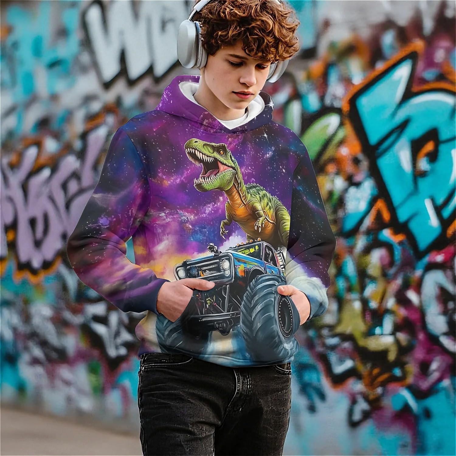 Wolf Hoodies for Boys Girls 3D Printed Hooded Sweatshirts Long Sleeve Pullover Hoodie with Pocket 6-16 Years