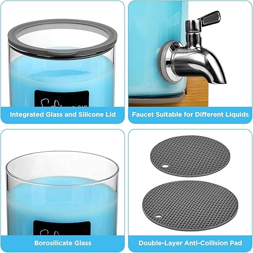 Miniatura 5 de Dispensador de detergente de vidrio para ropa con soporte, dispensadores de líquido para ropa de lavandería de 1.1 galones con grifo de acero