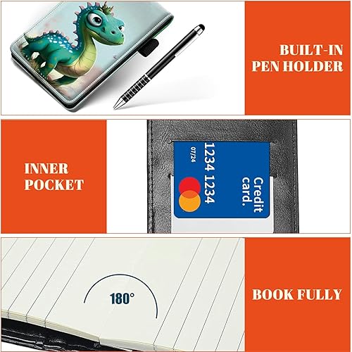 Miniatura 16 de Juego de 4 soportes para bloc de notas de tamaño de bolsillo, de piel sintética, mini bloc de notas con 2 bloc de notas pequeños y lápiz capacitivo