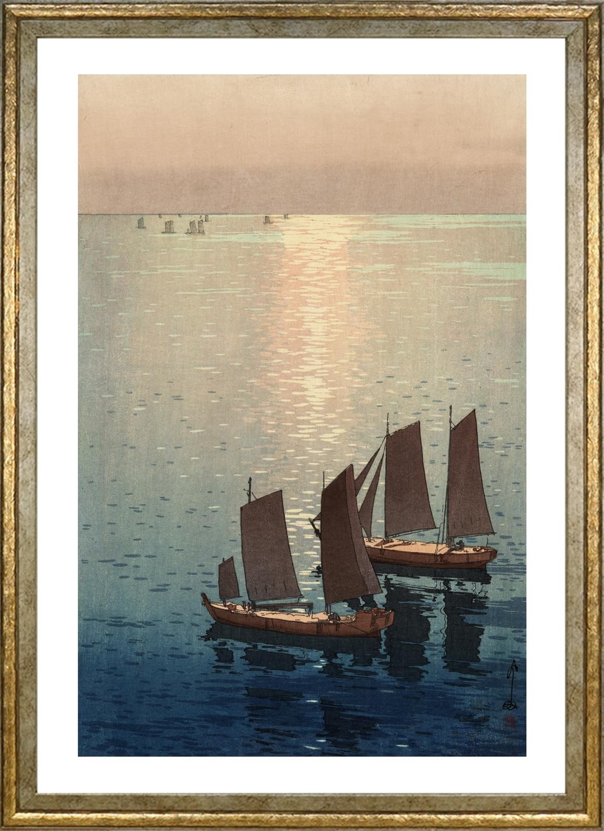 吉田博、【光る海】、希少画集画、状態良好、新品額 額装付 Amazon.co.jp: ポスター 吉田博 (瀬戸内海集 光る海) A3サイズ