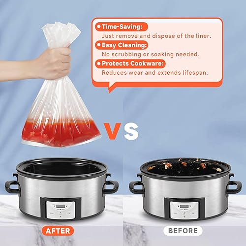Miniatura 6 de Bolsas de cocción lenta de 6 a 10 cuartos de galón, bolsas de cocina extra grandes de 14 x 22 pulgadas, bolsas de cocción lenta, desechables,