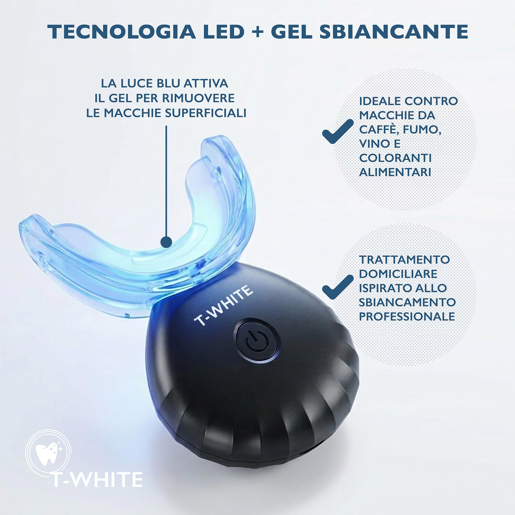 T-White - Kit Sbiancante Denti Professionale - Device + 7 Penne a Gel - Protezione Dentale Prolungata