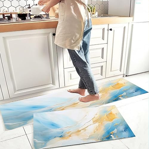 SUICRA Tapete de cocina con diseño geométrico abstracto, antifatiga, tapete de cocina cómodo, antideslizante, tapete de cocina para fregadero y