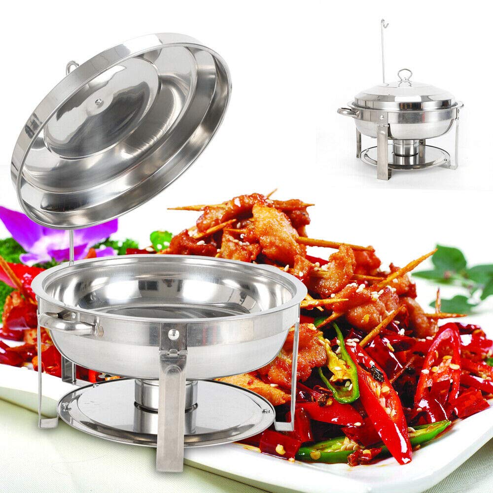 Vassoio rotondo a buffet da 7,5 litri, in acciaio inox, scalda cibo a buffet banchetto