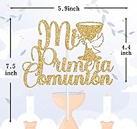 Vista 6 de Mi Primera - Decoración para tartas de comunión, decoración de pastel de primer bautismo de bebé español, primera comunión/Dios bendiga/suministros