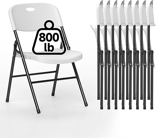 Miniatura 13 de Paquete de 6 Sillas Plegables, Límite de Peso de 800 libras, Silla Plegable de Plástico Resistente Portátil para Eventos en Interiores y Exteriores