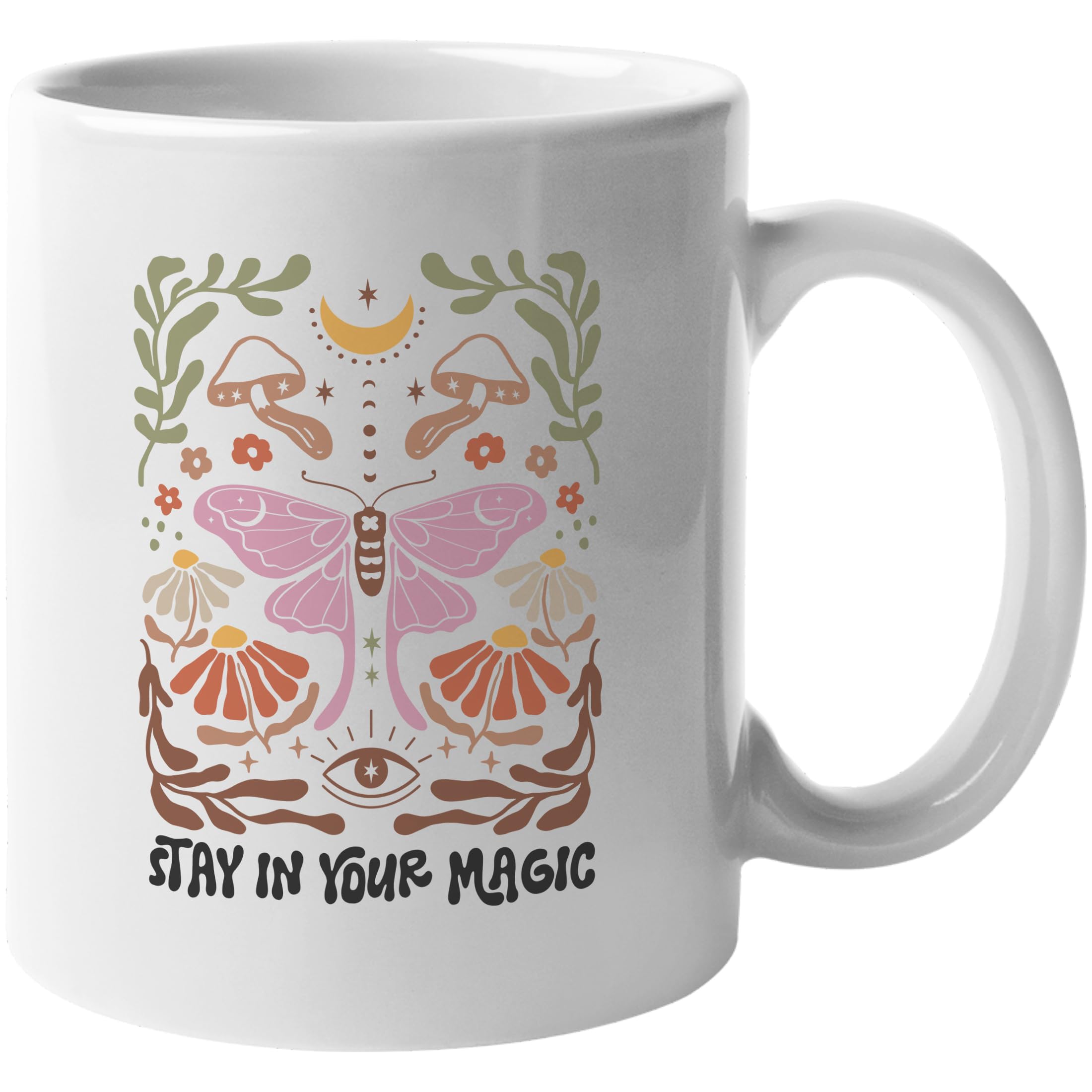 uniqx Coffee & Tea Mug, Stay in Your Magic, Boho Art Printed Coffee and Tea Ceramic Mug- 11OZ Ceramic Coffee Mug