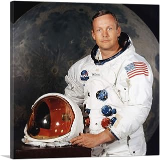 ARTCANVAS Neil Armstrong American NASA Astronaut Canvas Art Print Stretched Framed Painting Picture Poster Giclee Wall Decor - 26" x 26" (0.75" Deep)