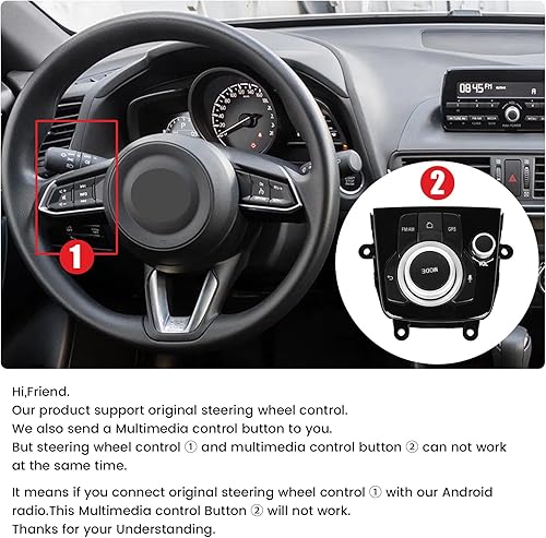 Miniatura 8 de Roinvou Estéreo CarPlay Android 2+64G para Mazda 3 2014-2018, radio CarPlay inalámbrica incorporada con Android Auto, pantalla táctil de 9 pulgadas