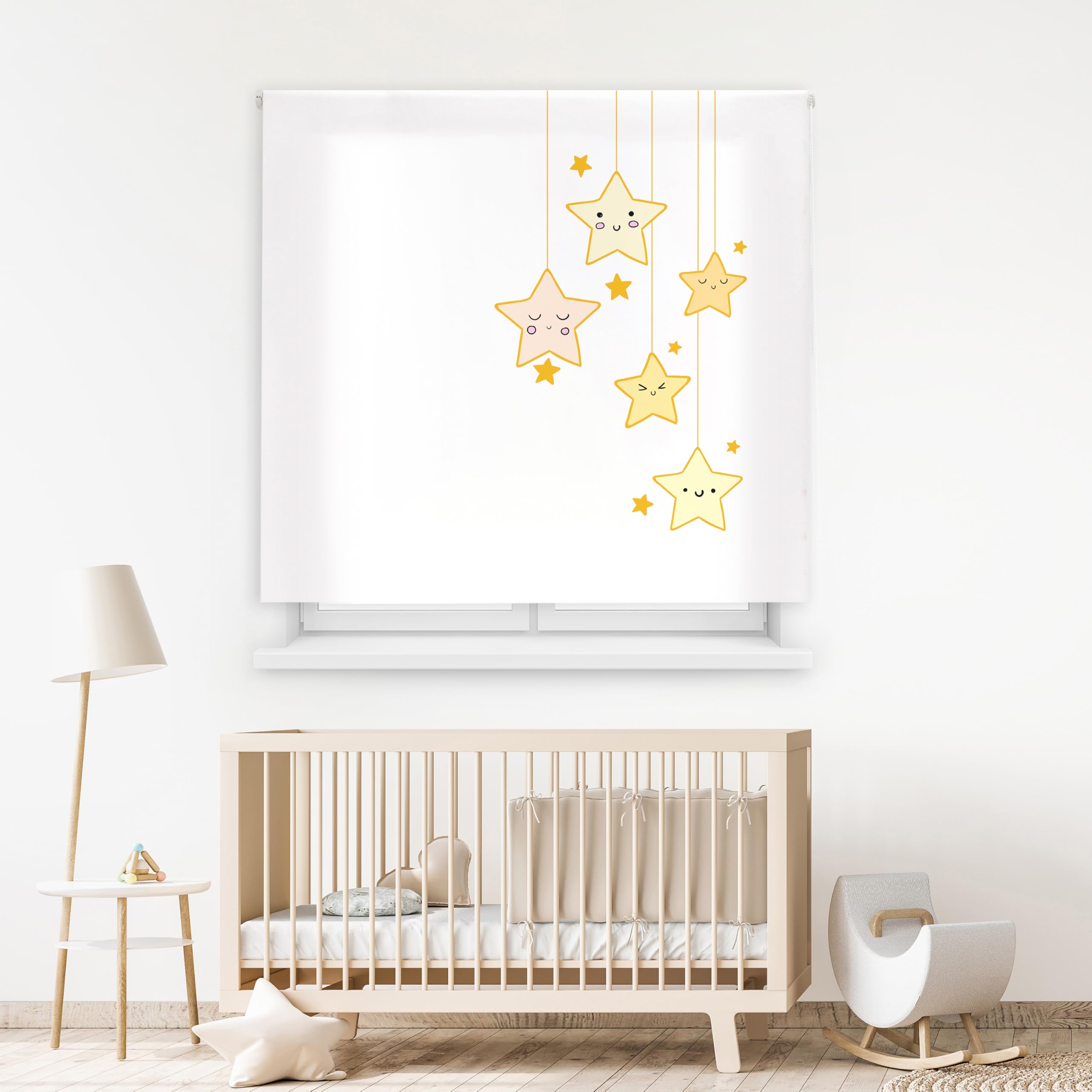 Blindecor Digital Store Enrouleur translucide avec Motif Famille d'enfants Modèle F Nuit étoilée 150 x 180 cm Store Enrouleur occultant 146 x 175 cm