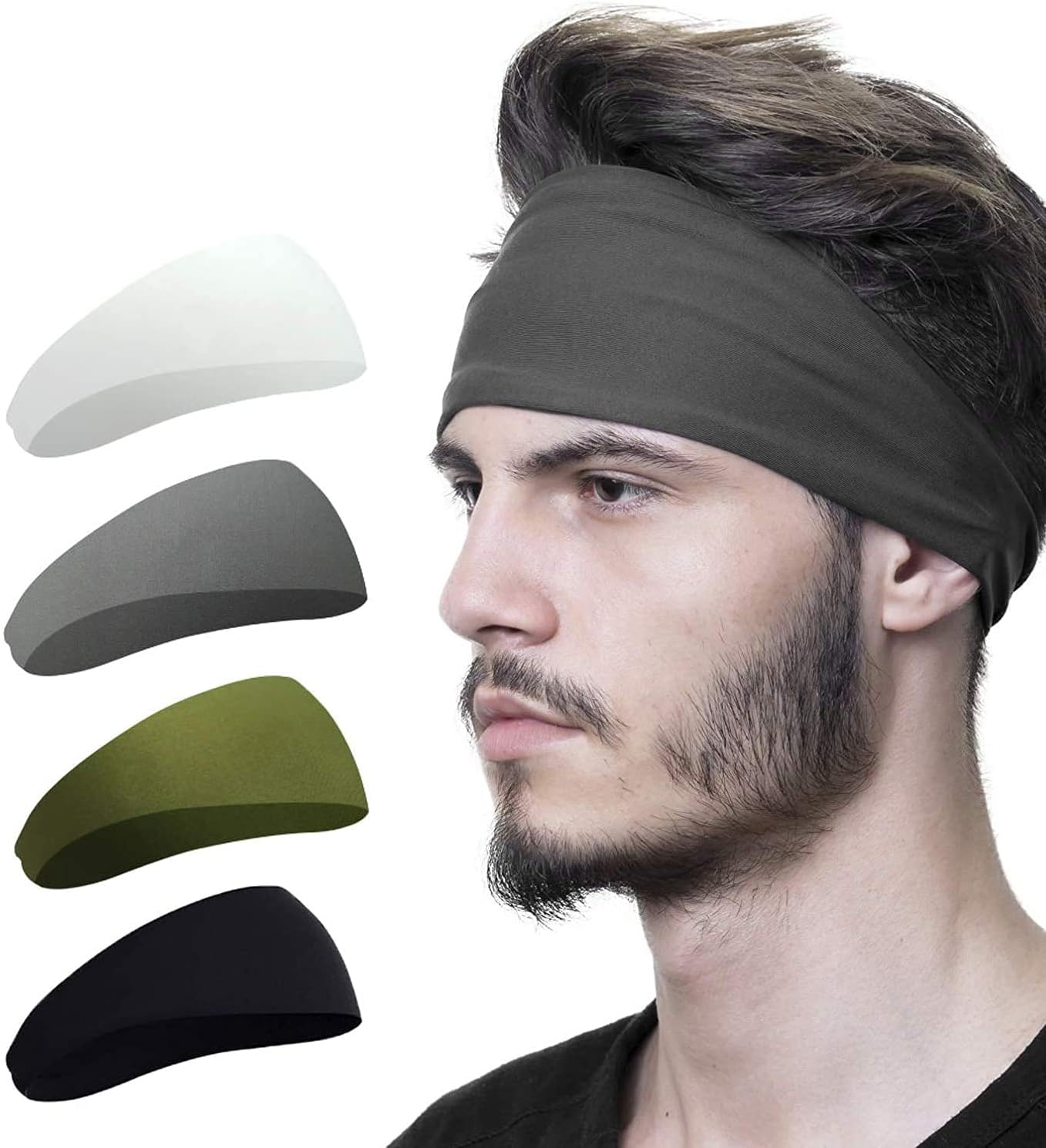 SJ Aamze 4 Pcs Headbands for Men & Women,Sport Workout Sweat Bands