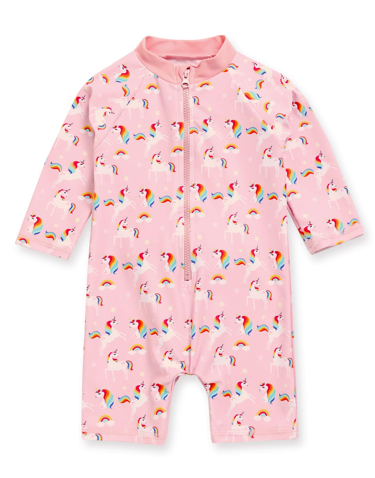 VAENAIT BABY Girls One-Piece Swimsuit, UPF 50+ Long Sleeve Rash Guard, Ruffle Swimwear Infant &amp; Toddler for 0-2 Years