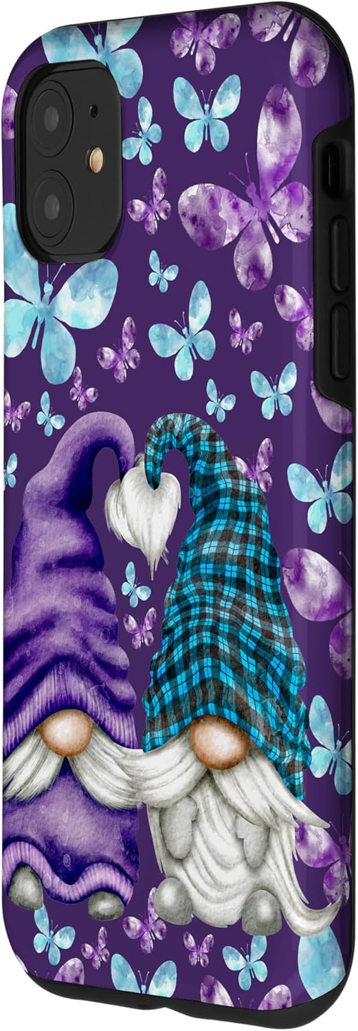 Cute Butterfly Pattern For Women Aesthetic Purple Gnome Case for iPhone 11