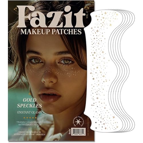 Fazit Makeup Patches - Gold - Face Glitter Makeup Speckles - Glow Up Makeup Patches - Face Glitter Speckles Patches - Cute Glitter Makeup Accessories for Women - Cosmetic Glitter for Face - 6 Count