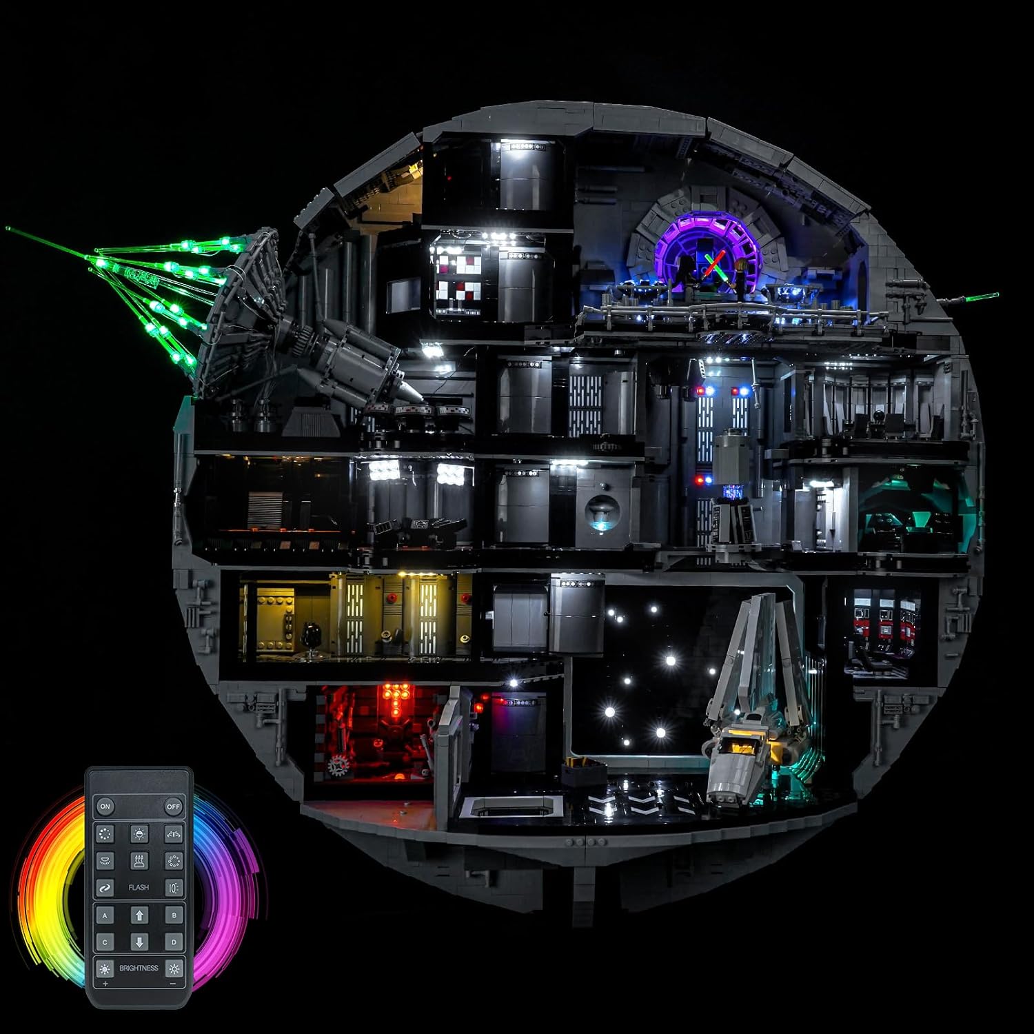 Upgraded Led Light Kit Compatible with Lego Star Wars Death Star Decoration Building Set, RC Version Compatible with Lego 75419 (Model Not Included)
