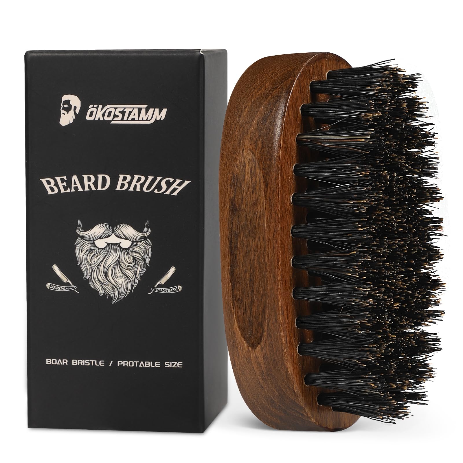 Small Beard Brush with Premium Boar Bristle for Beard Grooming
