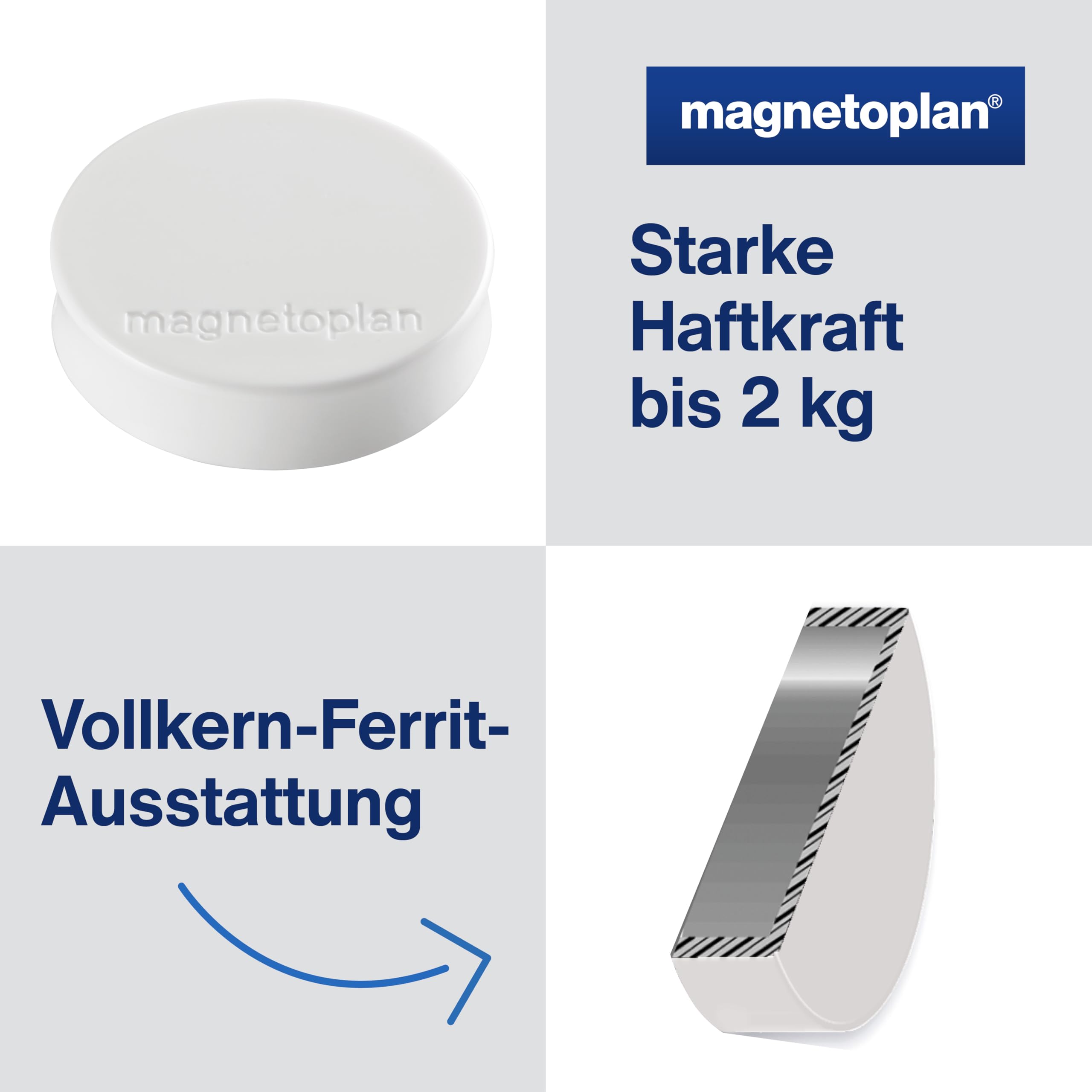 Magnesy Ergo Medium, średnica 30 x 8 mm, 10 sztuk, białe