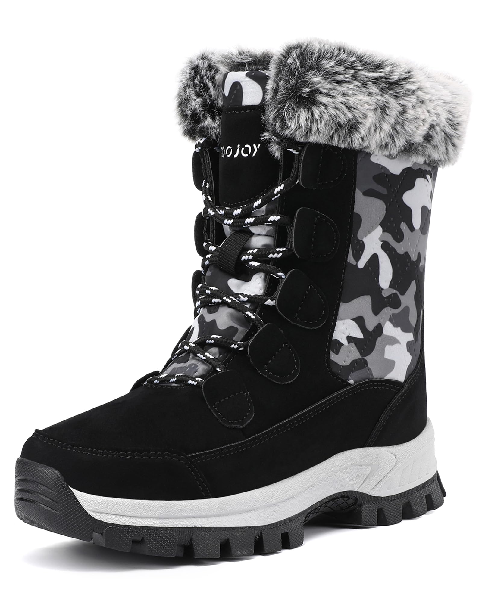 COOJOY Womens Waterproof Winter Snow Boots Warm Shoes Furry Mid Calf Lightweight Walking Hiking Booties