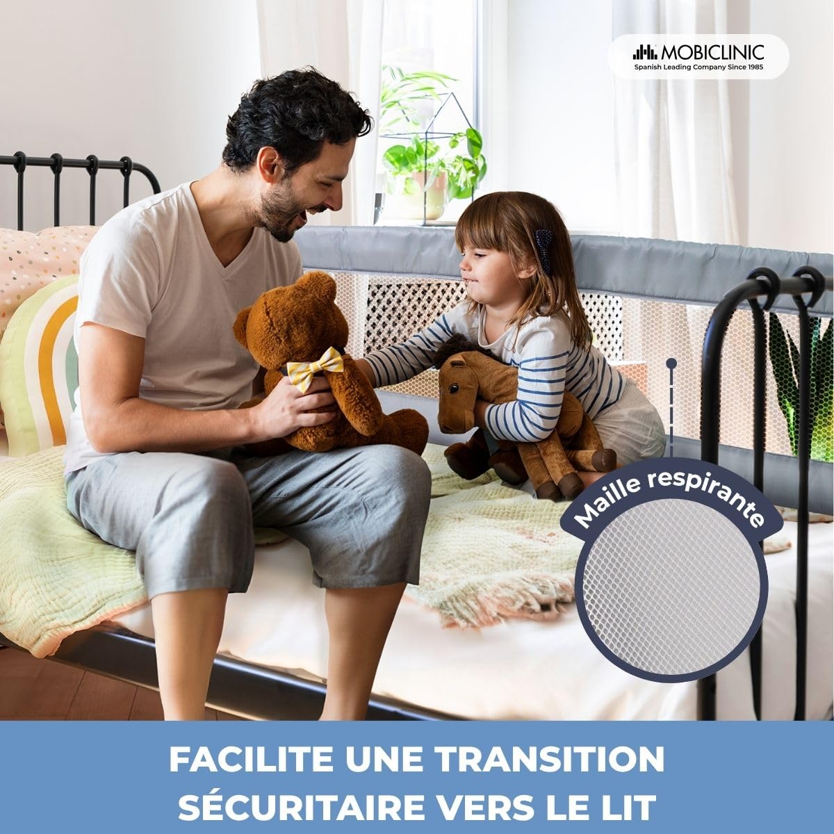Mobiclinic® Kids, Barriere de securite Enfant lit, Dreamy, Barrière Voyage, Pliable et Portable, Facile à Transporter, Installer, 18 Mois 5 Ans, 150 cm