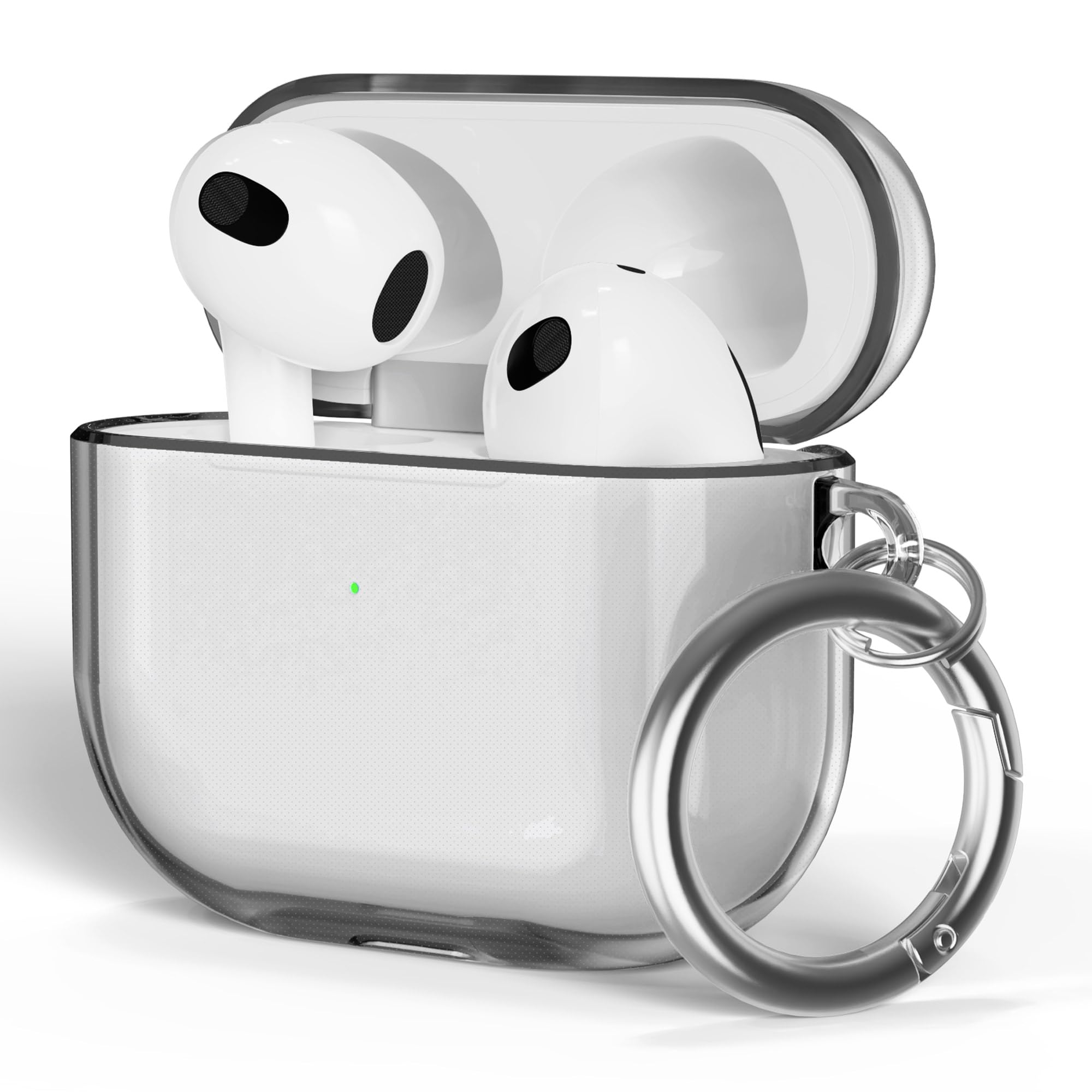 ULAK Compatible with AirPods 3 Case, Shockproof Transparent Designed Soft TPU Protective Cover with Keychain for AirPods 3rd Generation 2021 [Front Led Visible], Black