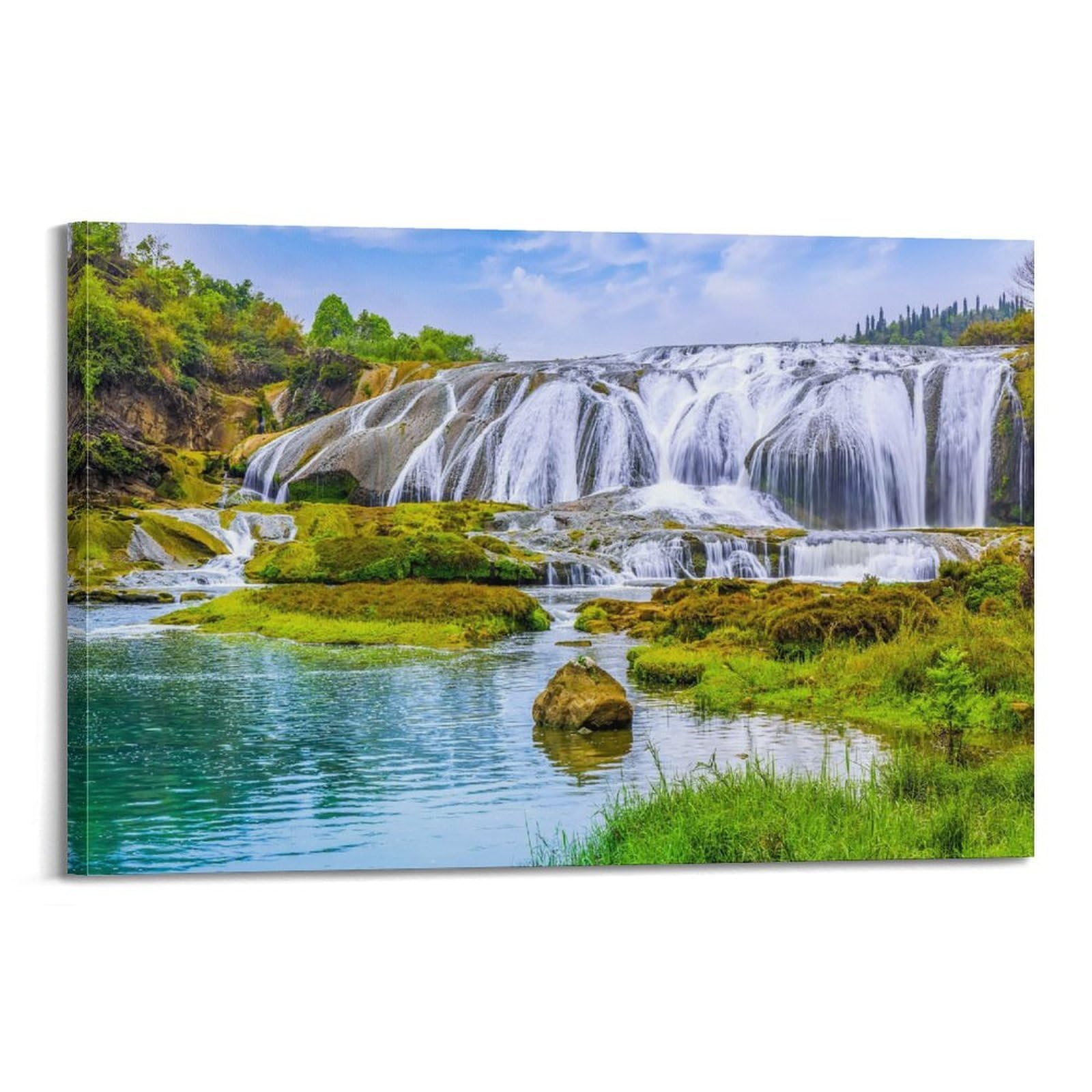 CPGLJD Scenery Poster Mountain Waterfall Poster Decorative Painting Canvas Wall Posters And Art Picture Print Modern Family Bedroom Decor Posters 24x36inch(60x90cm)