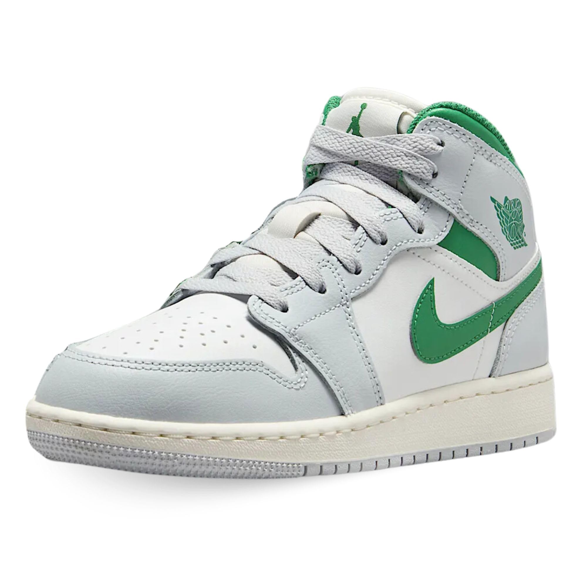 NIKE Zapatos Air Jordan 1 Mid (GS) Código DQ8423-142 Blanco, Blanco Verde Gris, 39 EU