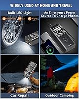 Vista 6 de Bomba de Aire para Neumáticos de Coche Compresor de Aire Portátil, Inflador de Neumáticos Inalámbrico de 150 PSI con Batería para Inflar/Cargar