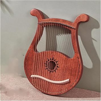 Harp Instrument 19 Strings Lyra Harp Single Board Solid Wood Harp Beginner Practice Musical Instrument with Wrench Replacement String B