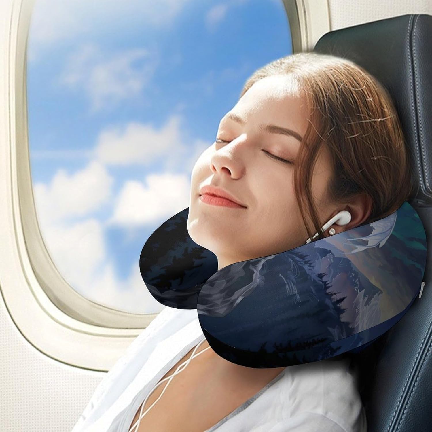 Flying Dragon Travel Pillow U Shape Neck Pillow Washable Pillowcase for Sleeping Chair