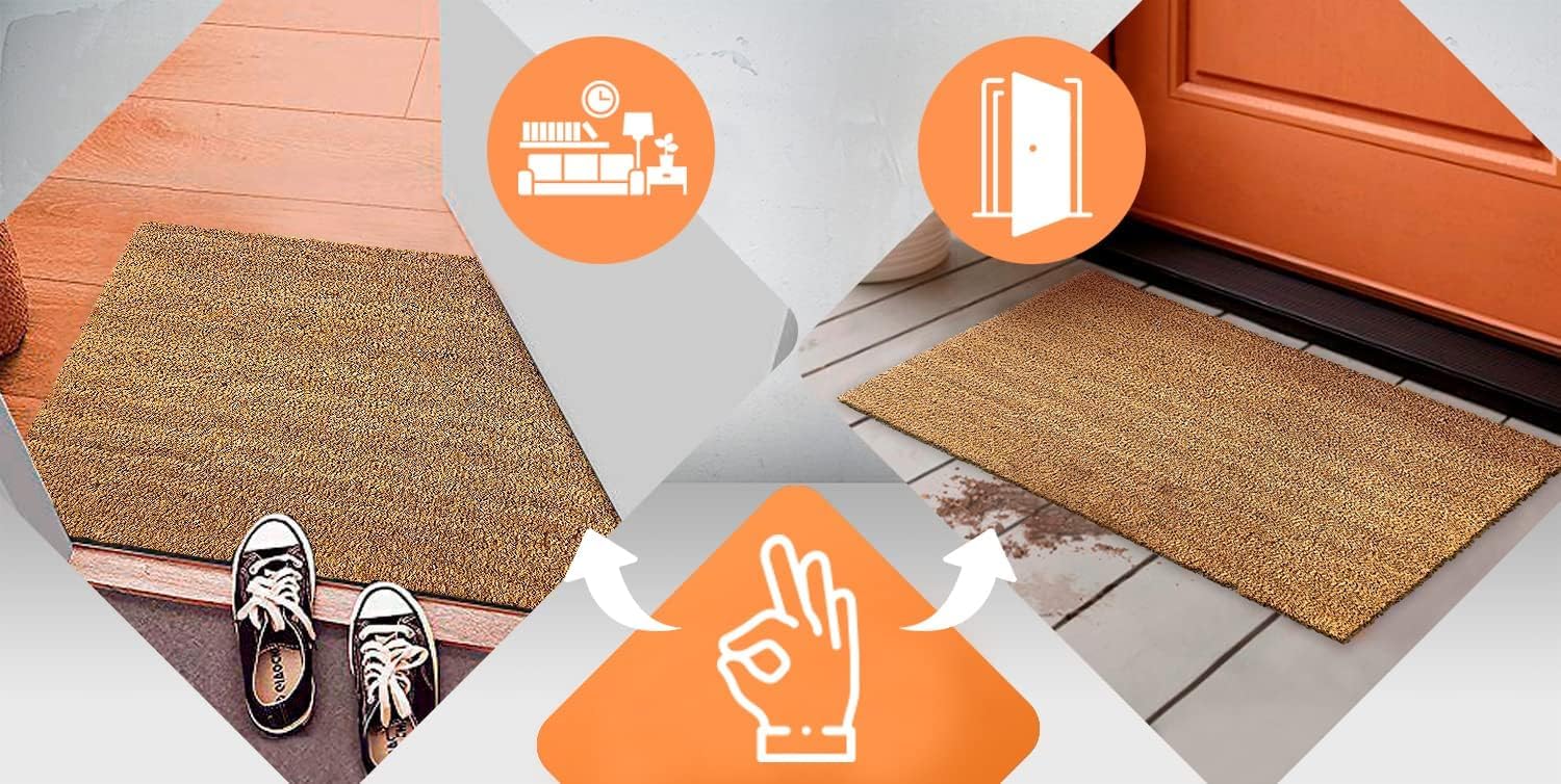 LUCA HOME - Felpudo Coco 100x180cm 20mm Altura- Felpudo Entrada casa con Base Antideslizante - Exterior e Interior - fácil de Limpiar - Felpudo Resistente para hogar, Oficina, terraza y jardín