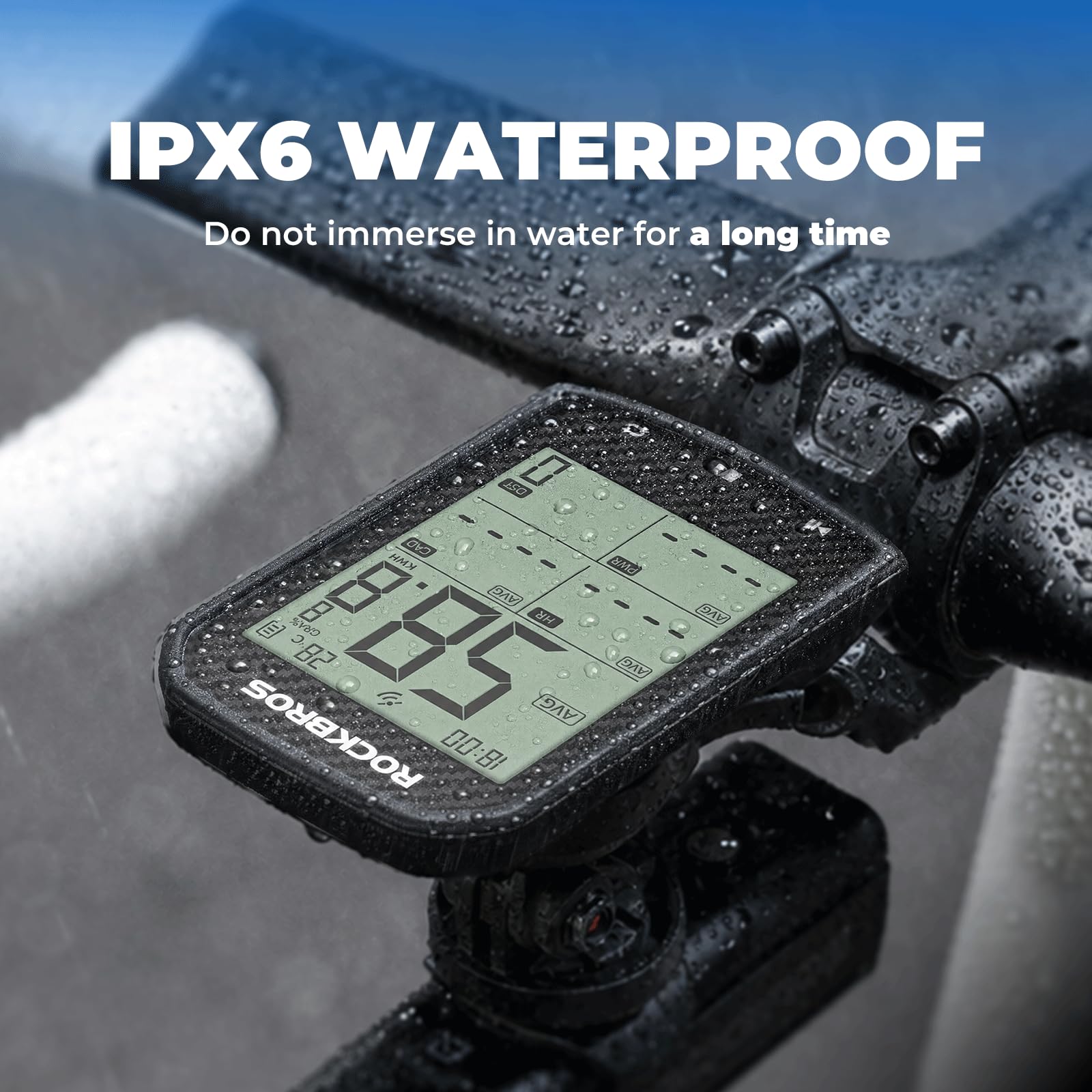 Komputer rowerowy ROCKBROS GPS z wyświetlaczem LCD o przekątnej 2,9 cala, ANT+ i Bluetooth 5.0