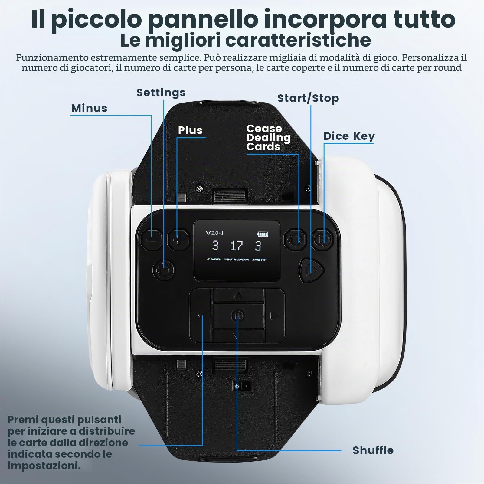 2 in 1 Mescolatore e Distributore Automatico di Carte, Rotazione 360° Macchina di miscelazione elettrica con 4 Telecomandi, Modalità di Gioco Integrate per Giochi Come Poker per 1-8 giocatori
