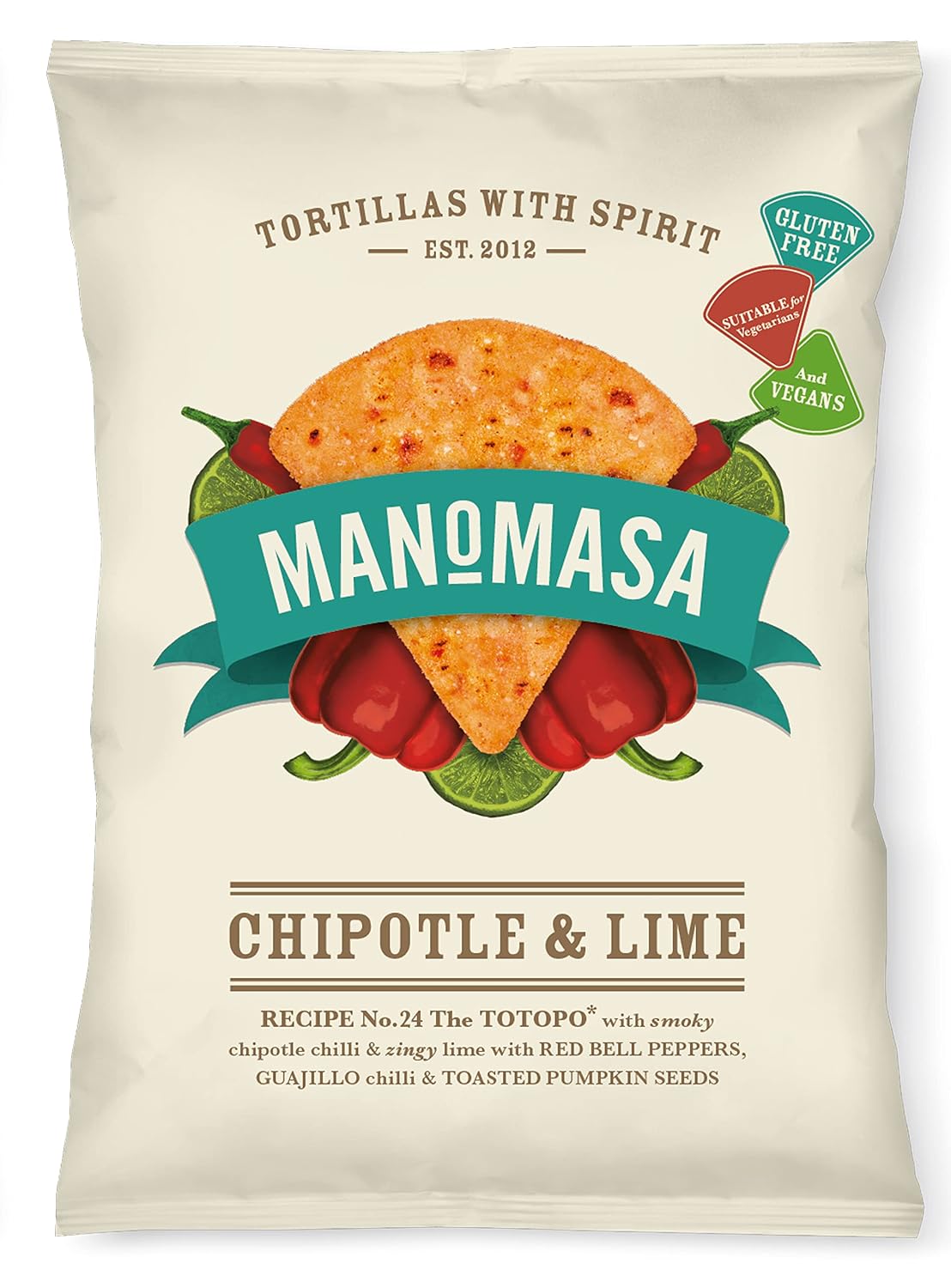 Manomasa Chipotle And Lime Tortilla Chips 160 G (Pack Of 10)
