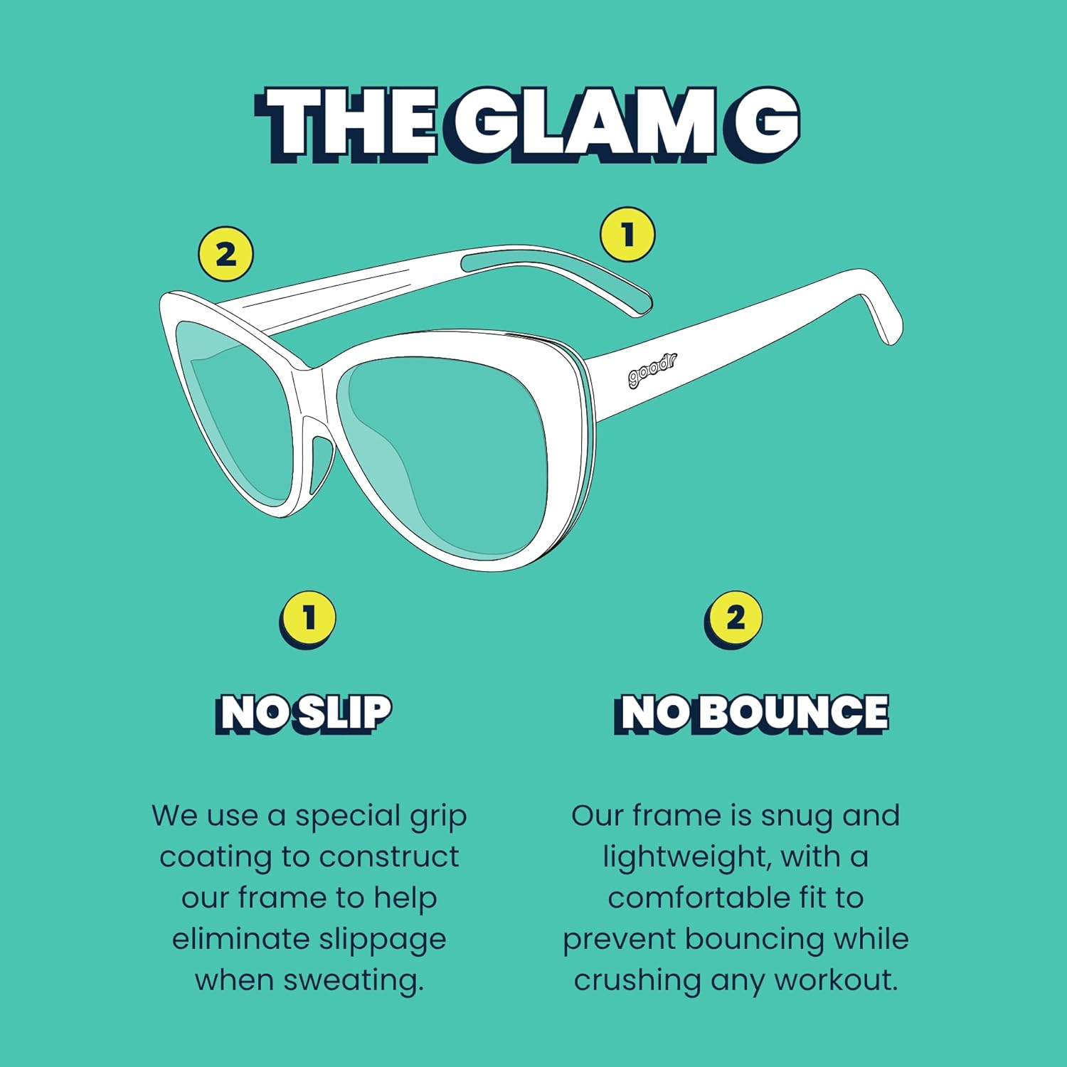 goodr It's Noir, Darling Polarized Sunglasses, Medium Sized (Glam G), Black Solid Frames with Black Gradient Lenses, Light Gold Accents, UV400 Protection, No Slip, No Bounce - Image 5