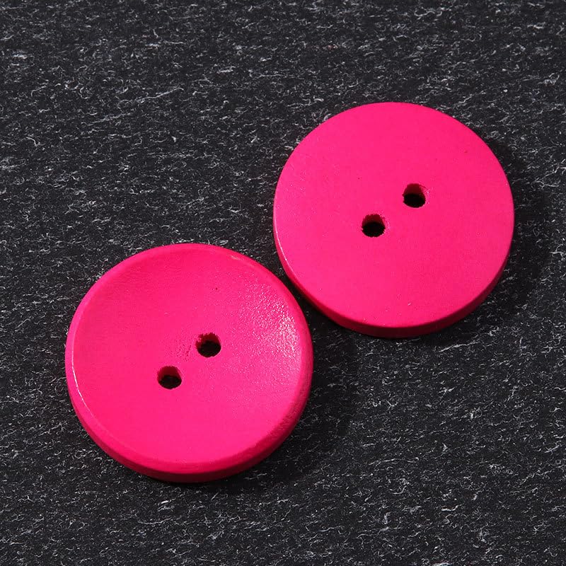 50 szt. drewnianych guzików, 2 dziurki, na ubrania, swetry rozpinane(Rose red,34 mm)