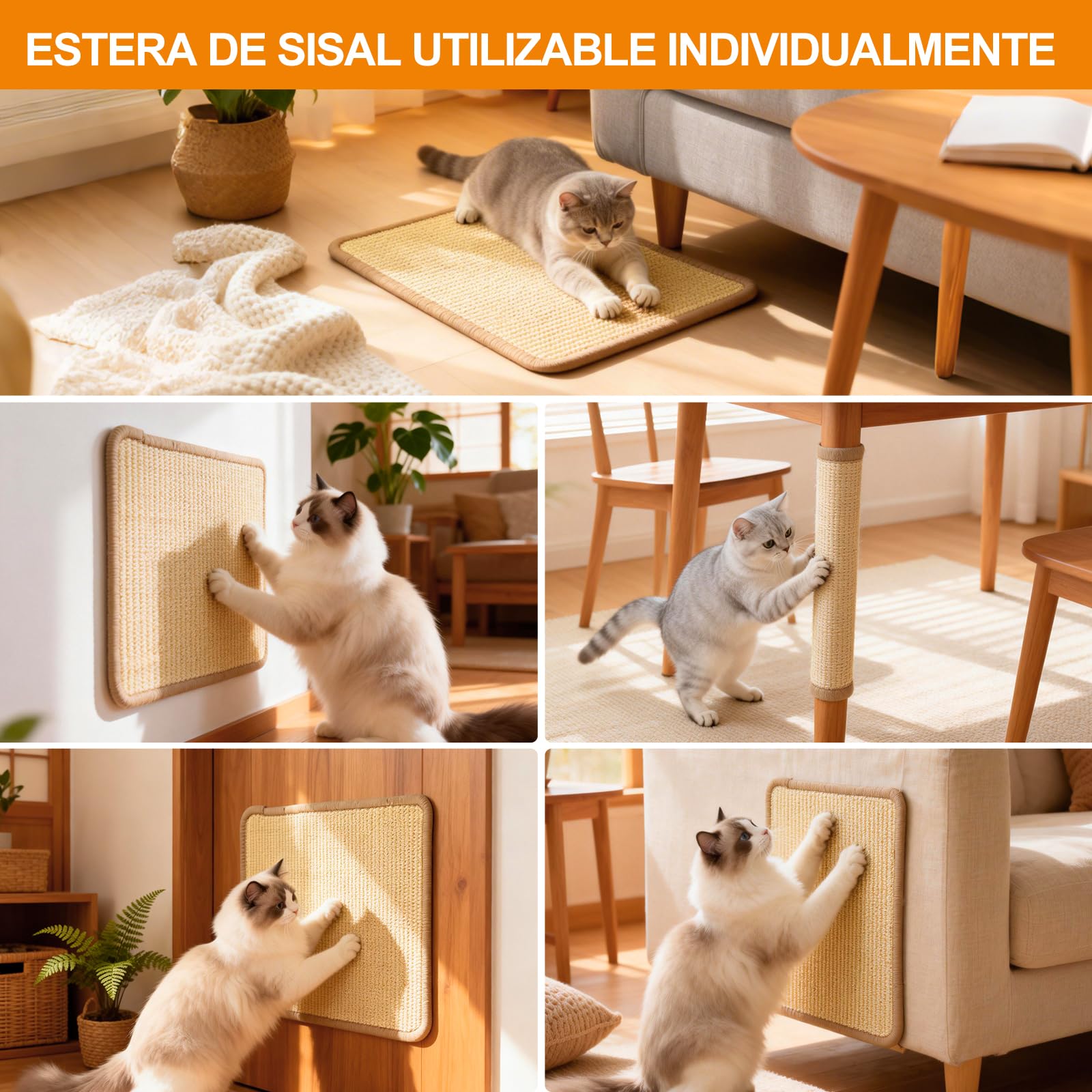 DONWEI Rascador Gatos Triangular Madera Haya Sisal Ahorra Espacio 50CM | Madera maciza, sisal resistente, diseño compacto, rasca y descansa, gatos interior pequeños