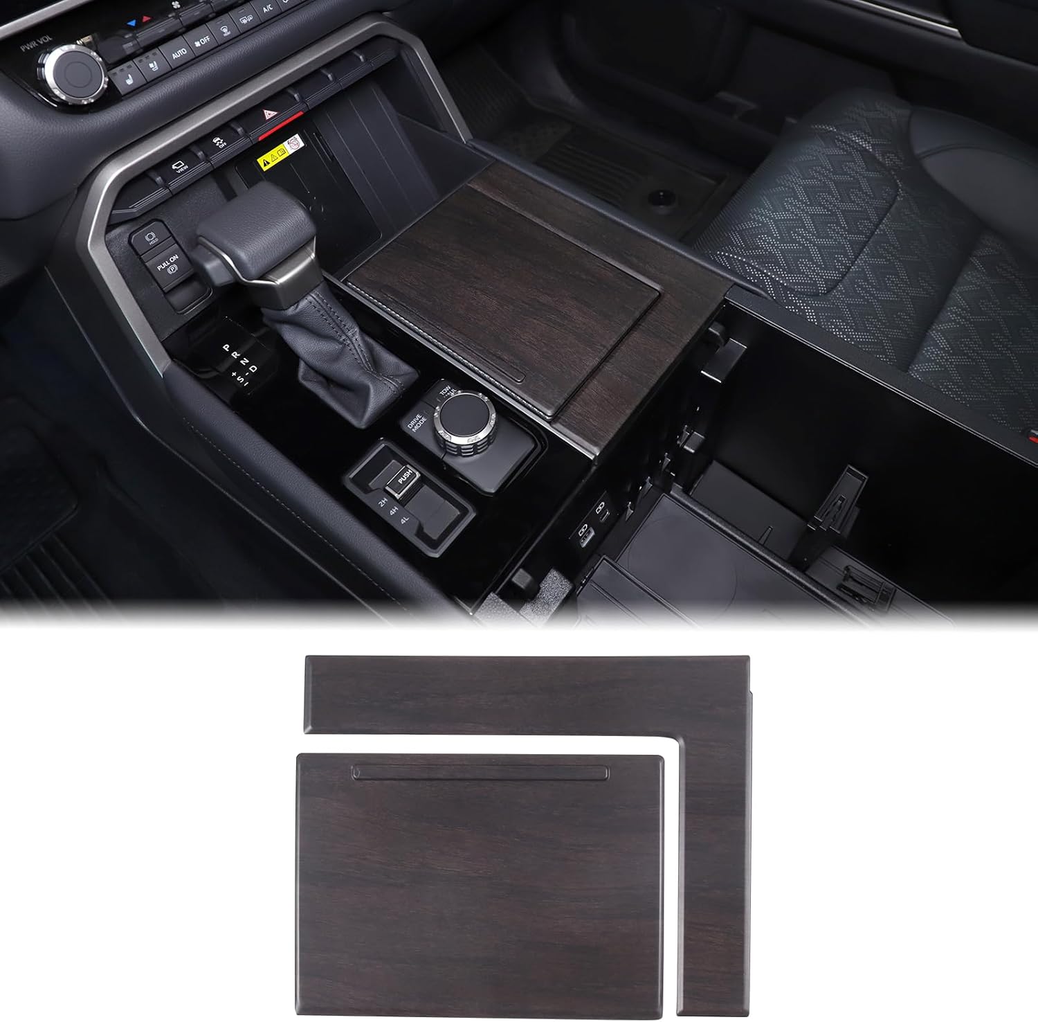 Aunginsy Center Console Cup Holder Panel Trim Cover for Toyota Tundra/Sequoia (Oak Grain Pattern)